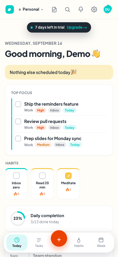 Producky's Today view on mobile